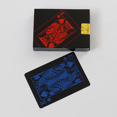 China Wholesale Customized Design Logo Playing Cards Pvc Entertaiment Playing Cards Premium Printing Poker Cards 100% Gold Foil Waterproof Black Playing Cards for sale