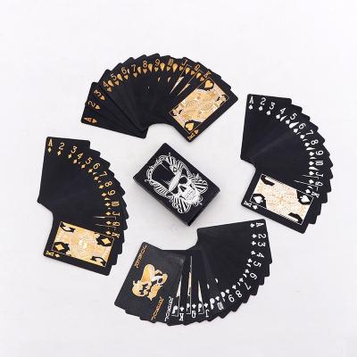 China Wholesale Customized Design Logo Playing Cards Pvc Entertaiment Playing Cards Premium Printing Poker Cards 100% Gold Foil Waterproof Black Playing Cards for sale