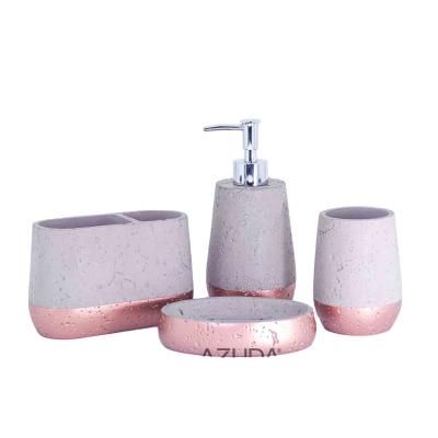 China Sustainable AZUDA_Copper Paint Cement Bathroom Accessories Set 4 Piece Bathroom Set Bathroom Sets for sale