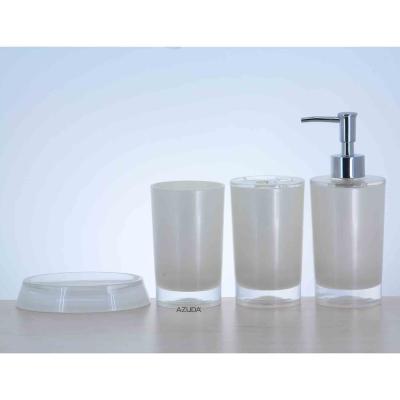 China AZUDA_Pearly Sustainable White Acrylic Plastic Bathroom Accessories 4 Piece Bathroom Set Bathroom Sets for sale