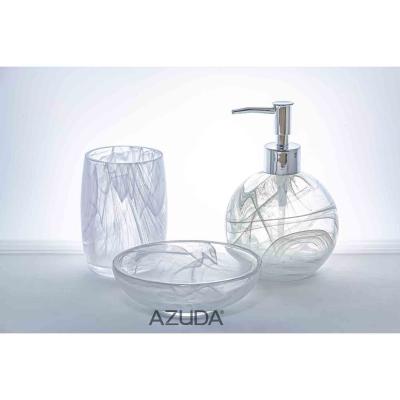 China Sustainable Design AZUDA_Round Glass Mist Effect Effect Transparent Glass Bathroom Accessories Set 3 Pieces for sale