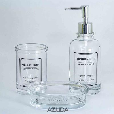 China AZUDA_Transparent Sustainable Glass Bathroom Accessories Set Bathroom Sets for sale