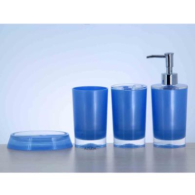 China AZUDA_Heavy Basic Sustainable Design Pearl Blue Acrylic Plastic Bathroom Accessories 4 Pieces Set for sale