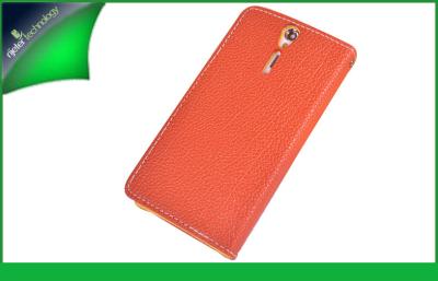 China Wallet Genuine Leather Cell Phone Cover With Card Holder , Sony Xperia LT26i Case for sale