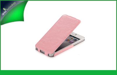 China Light Pink Verrical Leather Cell Phone Cases For Iphone 5 Flip Open Cover for sale