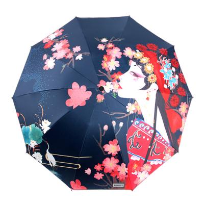 China 2021 New Invention 3 Times Modern Auto Sun Resistance Coating Printed Umbrella for sale