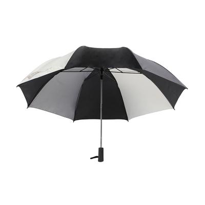 China 3 Fold Auto Sunshade Large Size Nylon Fabric 2 Tones Black, Gray And White Golf Umbrella for sale