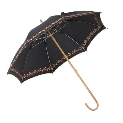 China High Quality Modern Lady Straight Umbrella With Printing Wooden Handle for sale