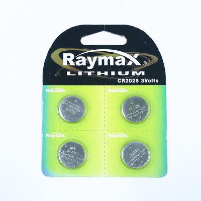 China Home Appliance Supplier Raymax 3v Lithium CR2025 Button Cell Batteries Coin Cell For Calculator for sale