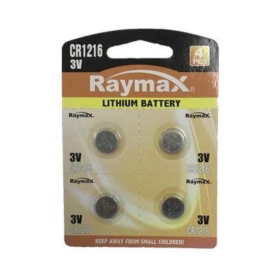 China Raymax Home Appliances Factory Directly 3v Lithium CR1216 Button Cell Batteries For Computer for sale