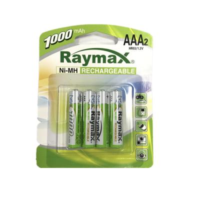 China 1.2 volt OEM Raymax toys high quality nimh AAA 1000mah battery rechargeable batteries for camera for sale