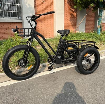 China Newest 3 wheel 48v 500w electric cargo bike cargo tricycle with front 24 inch rear 20 inch fat tire wheel for sale for sale