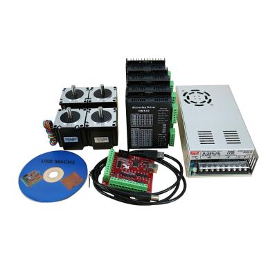 China Wide Application 2 Phase CNC Router Kit 4pcs DM542 Driver+ 4PC NEMA23 Electronic Motor +350W 36V Power Supply For CNC Machine High Quality for sale