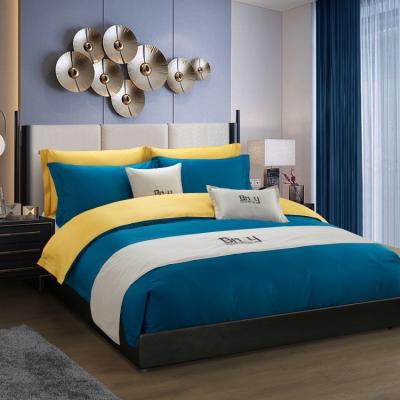 China Nondisposable 300TC 100% Cotton Dyed Sateen Comforter Cover Set For Hotel And Apartment Bedding for sale