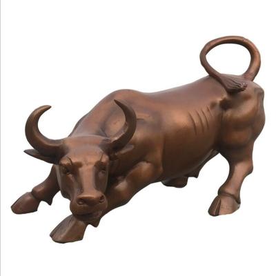 China Outdoor Wall Street Europe Cast Iron Sculpture Life Size Bronze Animal Bull Statue for sale