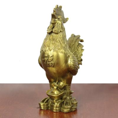 China China Rooster Steps on Brass Yuanbao Sculpture Craft Ornaments for sale