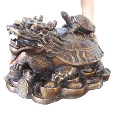 China China Pure Brass Dragon Turtle Mother And Son Handwork Ornament for sale