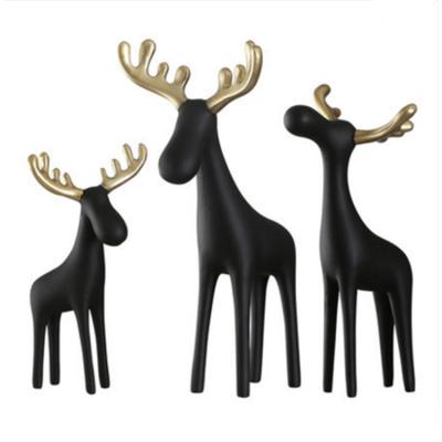 China Other High Quality Golden Horn Deer Sculpture Animals Small Statue Ornament for sale