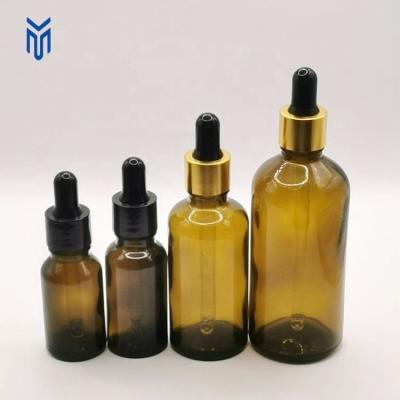 China Cosmetic 15ml 20ml 30ml 50ml 100ml Cosmetic essential oil bottle with dropper amber glass dropper bottle for sale