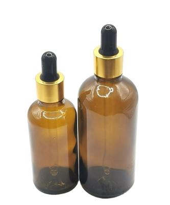 China Cosmetic Wholesale 50ml 100ml amber empty dropper essential oil glass bottles with glass dropper for sale