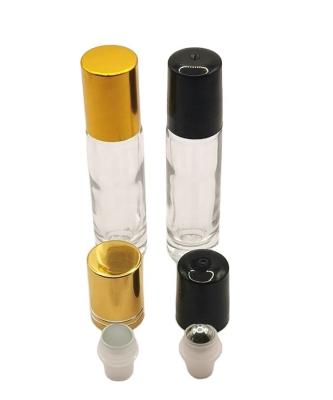 China Cosmetic High quality 8ml Steel Roller Ball Perfume Essential Oil Glass Roll On Bottle With Aluminum Cap for sale