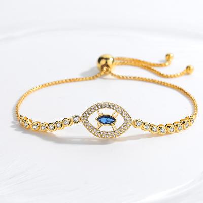 China FASHIONABLE JON JEWELRY S925 Sterling Silver Gold Plated 9k/14k/18k/24k Support Customized Evil Eye Bracelet for sale