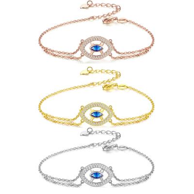 China JON JEWELRY 12 Pcs Punk Evil Eye Bangles Adjustable Sterling Silver Blue Evil Eye S925 Devil Eye Bracelet for sale