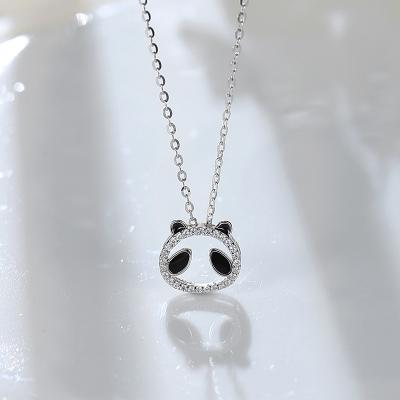 China Fashionable S925 Sterling Silver Korean Temperament Ladies Panda Zircon Necklace Ladies Pendant Necklace for sale