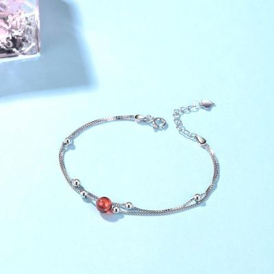 China Jon's CLASSIC Women's Simple Red Bead Bracelet S925 Sterling Silver High Fashion Bracelet for sale