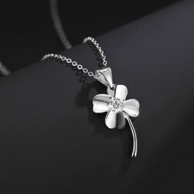 China Fashionable JON 925 Sterling Silver Four Leaf Clover Plant Pendant Flower Type Of Necklace Of Life Pendant Jewelry for sale