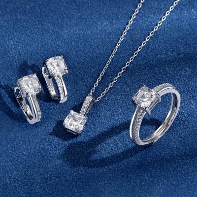 China JON FASHION JEWELRY Wholesale 5A CZ Luxury Jewelry Set 925 Sterling Silver Earrings Necklace Ring High Quality Three Jewelry Set for sale