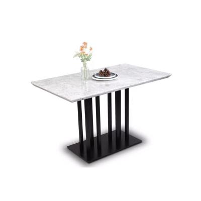 China Hot selling modern and popular modern table hotel restaurant cafe marble low dining table and natural steel for sale