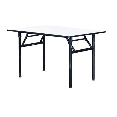 China Hot Contemporary Wholesale Rectangle Dining Table Furniture Hotel Size PVC Top Metal Folding Base Custom Banquet Table for sale