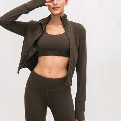 China QUICK DRY Women Sports Bra 3 Piece Yoga Set Long Sleeve Tracksuit S-XL Fitness Sportswear Gym Yoga Workout Yoga Set Zipper Jacket for sale