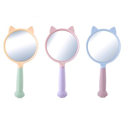 China 2022 Lighted Cosmetic Mirror Travel Makeup Mirror OEM Cartoon Cat Claw Pattern Handle Makeup Pocket Mirror Creative Portable Beauty Tool for sale