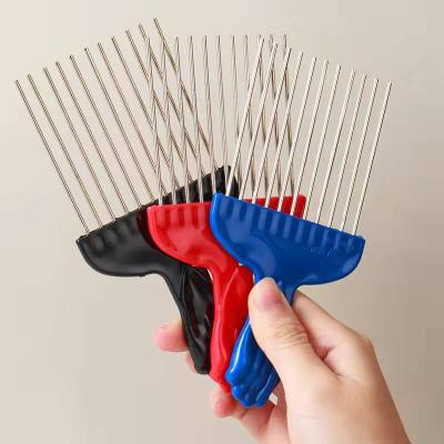 China Salon Factory Wholesale Metal Teeth Modeling Tools Popular Barber Salon Hairdressing Afro Comb Hair Pick Comb for sale