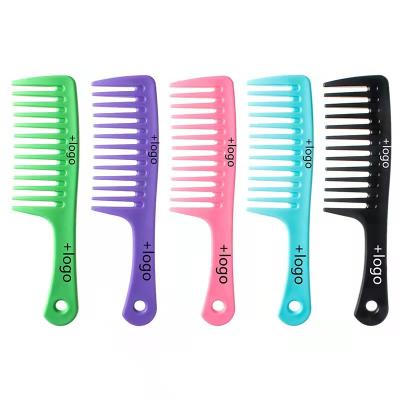 China Logo Wet Detangling Bamboo Wide Tooth Comb Custom Heat Resistant Plastic Hair Comb Home Large Tooth Comb for sale