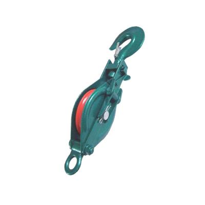 China Open Style Green Color Painted Open Style Single Pulley Pulley Snatch Block With Hook for sale