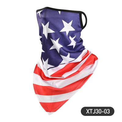 China Hot Sale Muti-function Bandana With Earloop Neck Cuff Camouflage USA Flag Printing Ear Triangle Bandana Hanging Scarf for sale