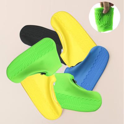 China Hot Selling Lightweight Silicone Shoe Covers Waterproof With Zipper Men Women Rain Anti-Slip Boots Silicone Shoe Cover For Shoes for sale