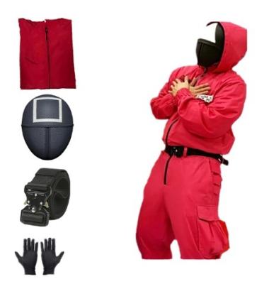 China 2021 new red gift Korea TV adult children jumpsuits party belt cosplay face-mask set squid game costumes for sale