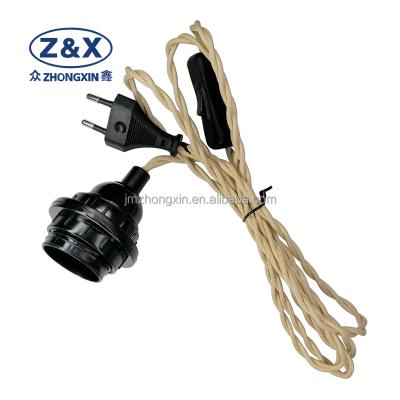 China Screw Customized Diy Type Cord 1m 2m 3m Textile Color Wire 303 Power Cable Electrical 304 Switch Lamp Holder And Socket For Home for sale