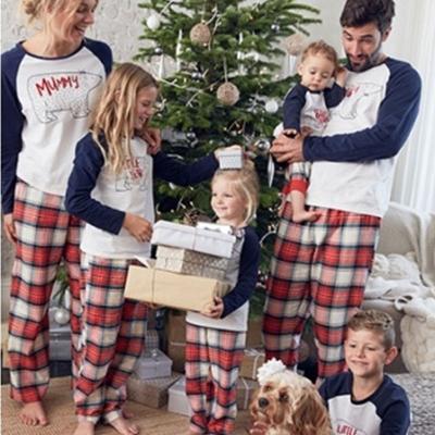 China Breathable Family Christmas Matching Pajamas Clothes Mom Dad Baby Boy Girl T-shirt +Pant 2PCS Home Suit Christmas Sleepwear Set for sale