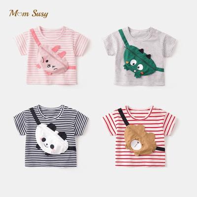 China Breathable Baby Boy T-shirt With Sleeve Top Infant Tee Shorts Cotton T-shirt Toddler Cartoon Bag 1-3Y for sale