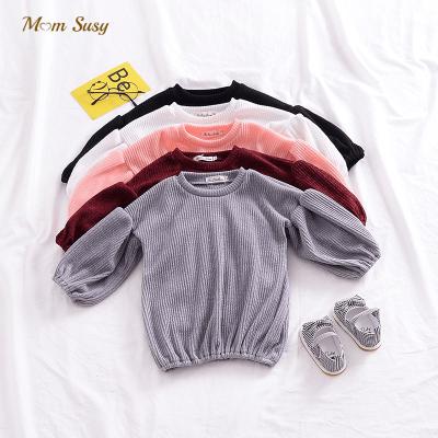 China Breathable Baby Knit Cotton Ribbed Spring Long Sleeve T-Shirt Autumn Infant Toddler Solid Color Sweatshirt Outfit Casual Baby Clothes 1 for sale