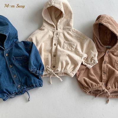 China Anti-Wrinkle Baby Boy Corduroy Jacket Hooded Infant Toddler Spring Autumn Baby Clothes 1-7Y Drawing Jean Coat Blazer Outwear Child Thong for sale