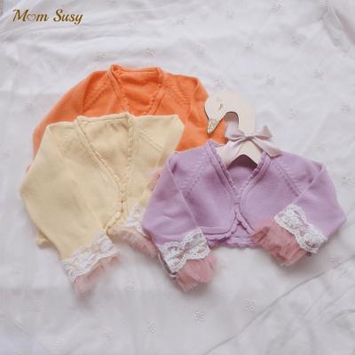 China Baby Princess Sweater Cardigan Lace Anti-Shrink Infant Baby Toddler Girl Sweater Coat Outwear Party Birthday Dress Top Clothes Spring Autumn for sale