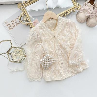 China Baby Princess Anti-Shrink Lace Cardigan Infant Toddler Girl Mesh Coat Outwear Party Birthday Floral Dress Top Clothes Spring Fall 1-7Y for sale