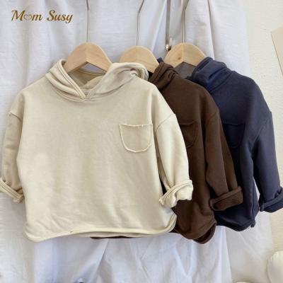 China Breathable Cotton Hoodie Infant Toddler Baby Boy Brief Kid Sweatshirt Long Sleeve Casual Outfit Hooded Top Baby Clothes 1-7Y for sale