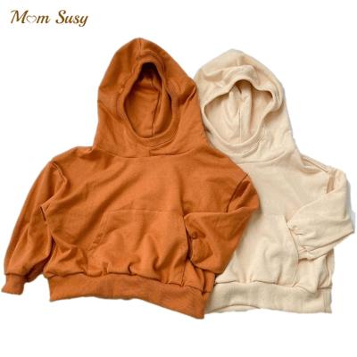 China Casual Infant Toddler Brief Hoodie Cotton Baby Boy Solid Color Tops Outfit Baby Clothes Breathable Infant Hooded Sweatshirt Long Sleeve for sale